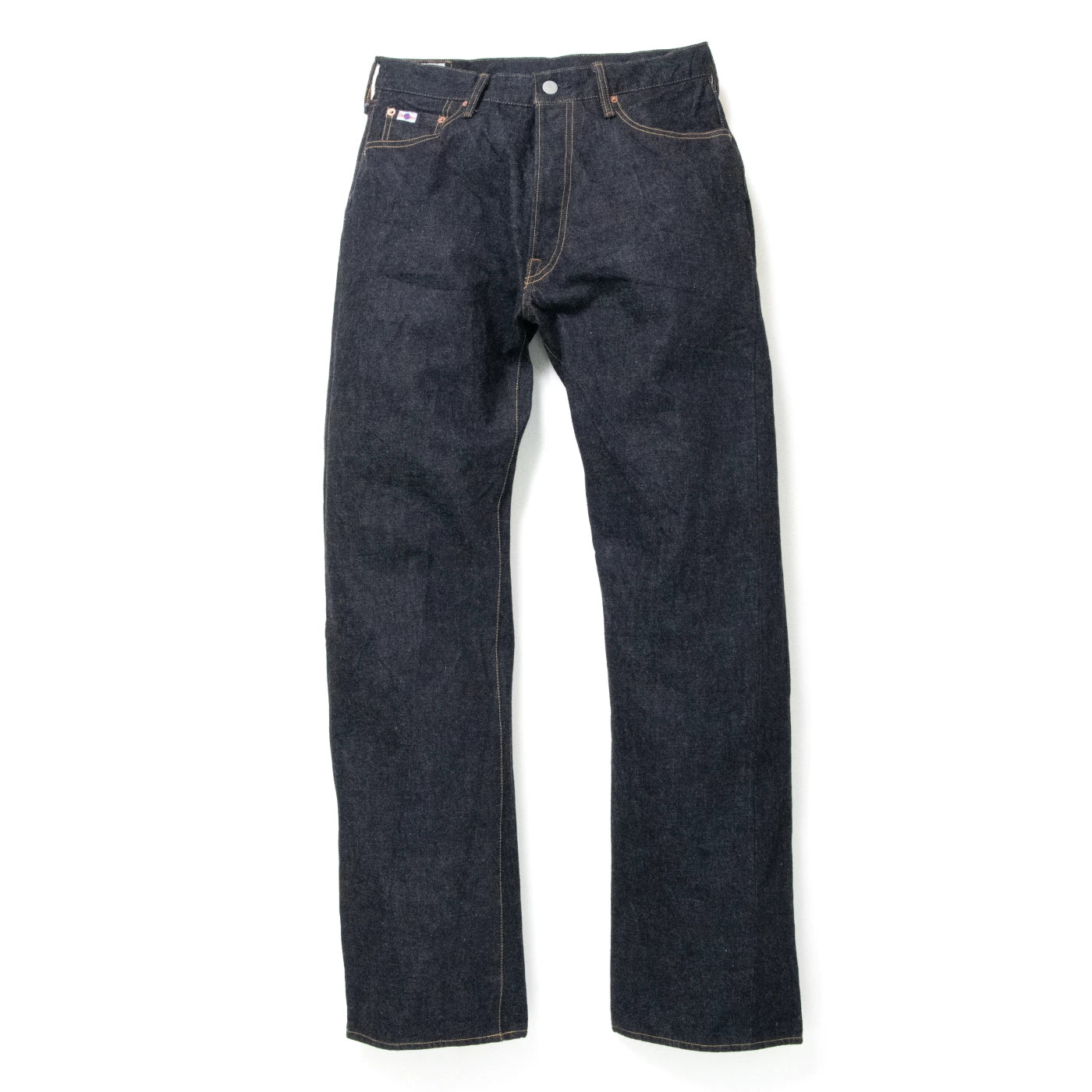 Studio D'Artisan SD-102CB 15oz loose straight — flat lay fronte, denim selvedge giapponese one wash  one wash